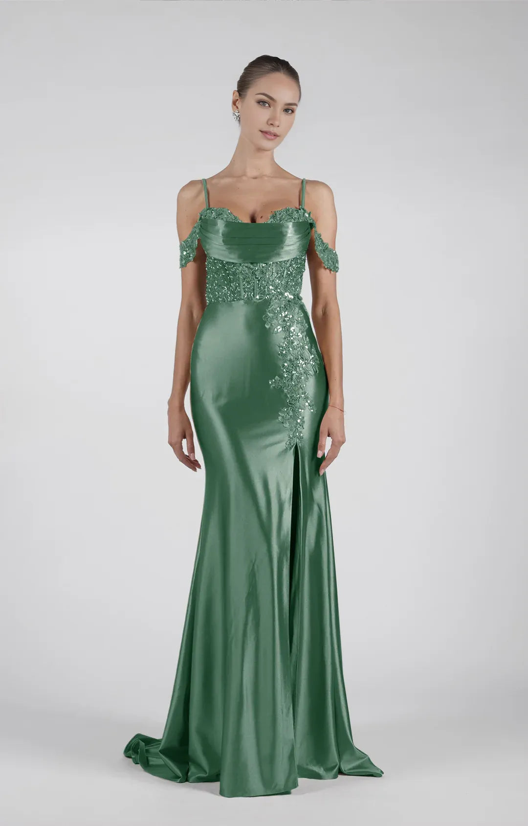 Luxury Mermaid OffShoulder Sleeveless Satin Floor-Length LaceUp Prom Dress