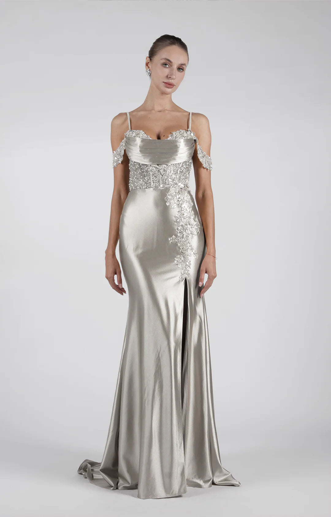 Luxury Mermaid OffShoulder Sleeveless Satin Floor-Length LaceUp Prom Dress