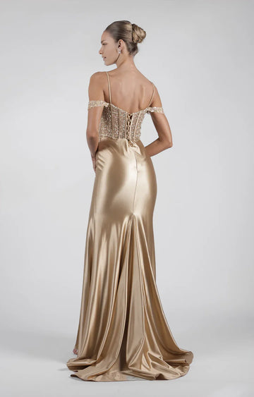 Luxury Mermaid OffShoulder Sleeveless Satin Floor-Length LaceUp Prom Dress