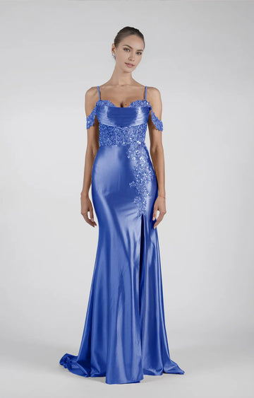 Luxury Mermaid OffShoulder Sleeveless Satin Floor-Length LaceUp Prom Dress