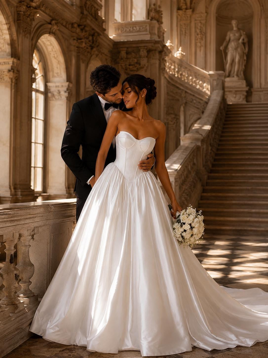 Elegant Ballgown Sweetheart Strapless Sleeveless Button Back Cathedral Train Wedding Dress
