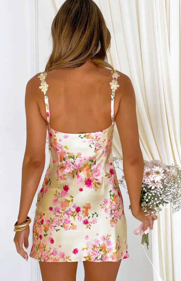 Vedress sleeveless floral homecoming dress plain smooth back rear view