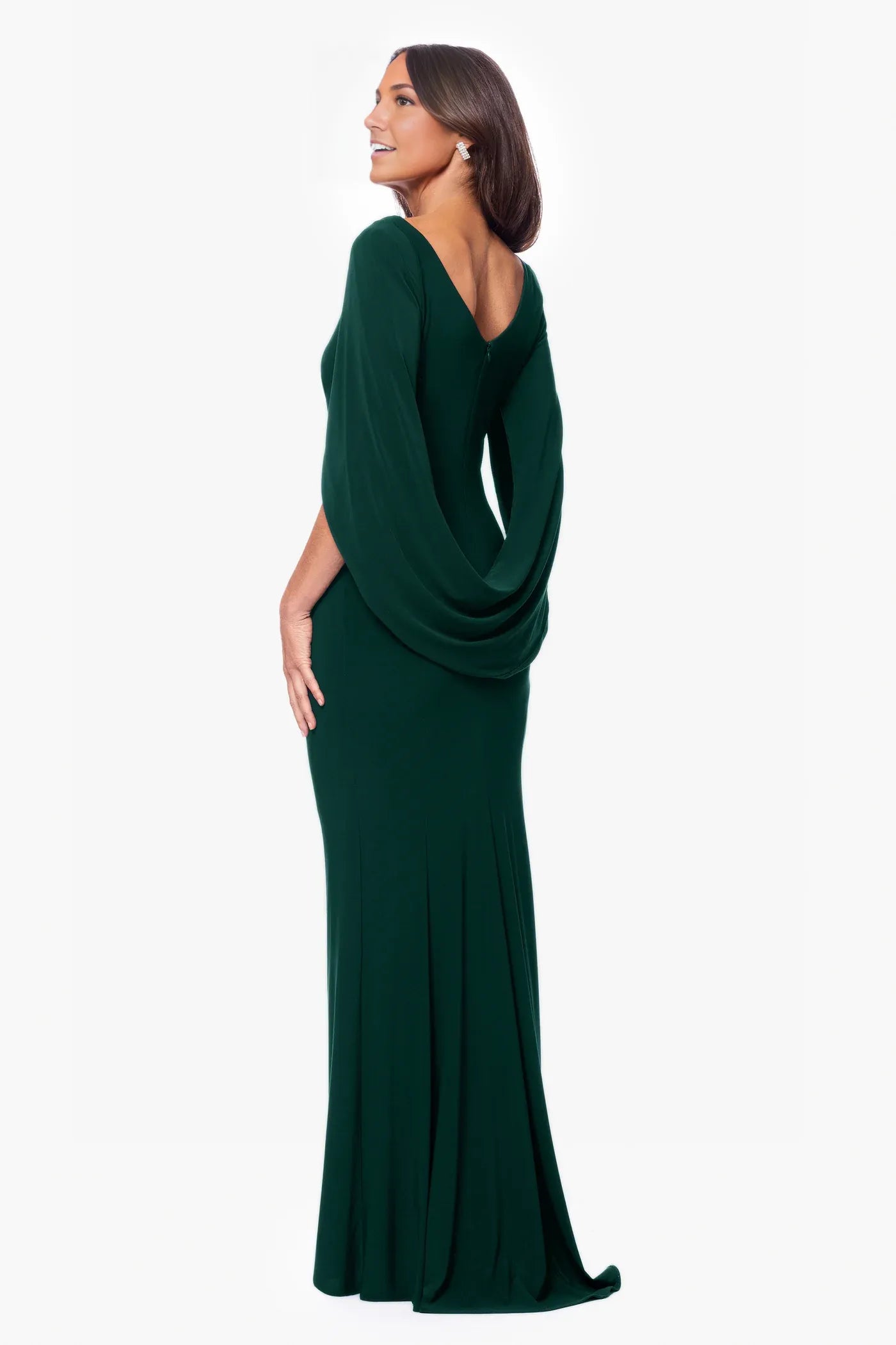 Elegant Mermaid Draped Sleeve Formal Gown Flared Silhouette Mother of the Bride Dress