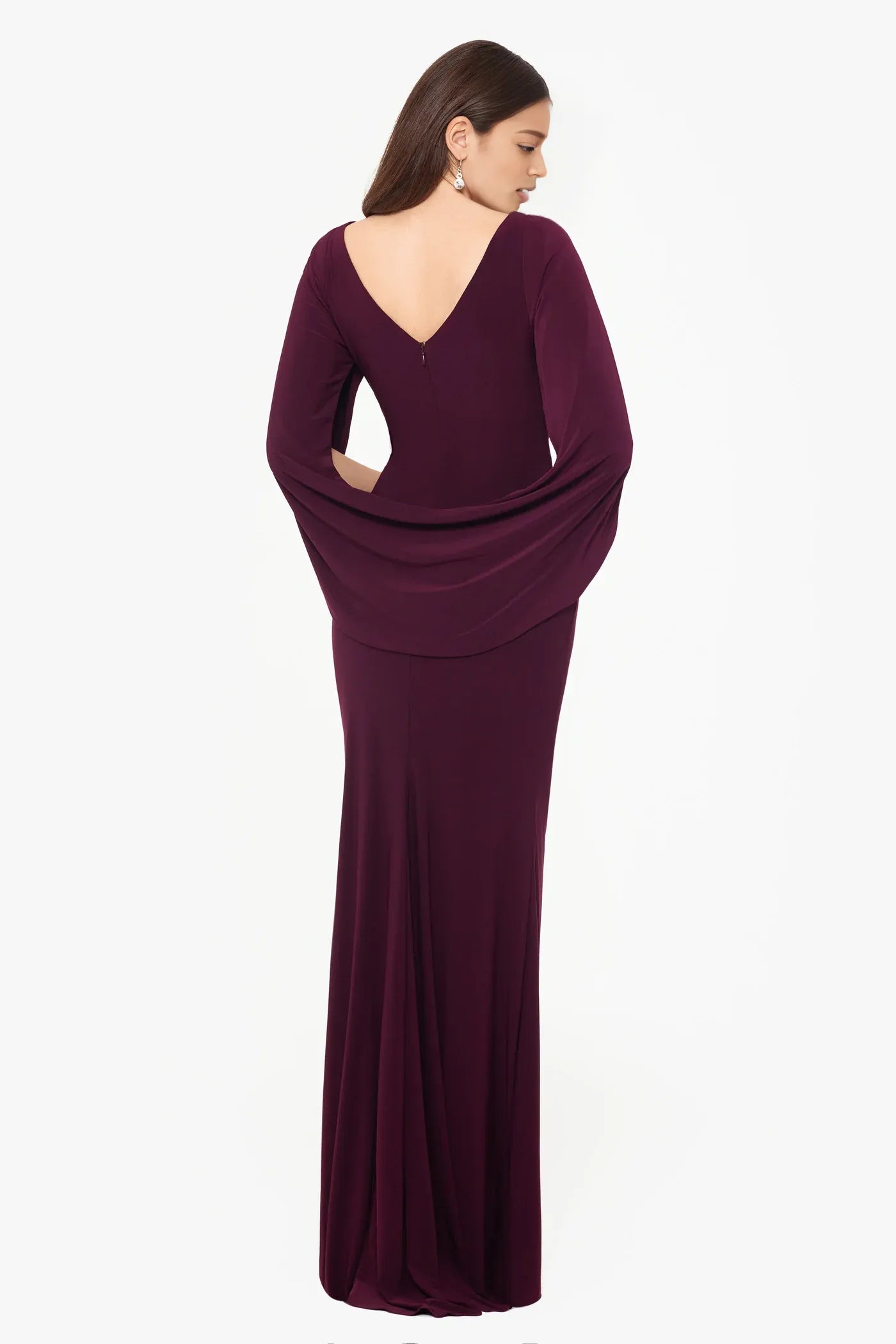 Elegant Mermaid Draped Sleeve Formal Gown Flared Silhouette Mother of the Bride Dress
