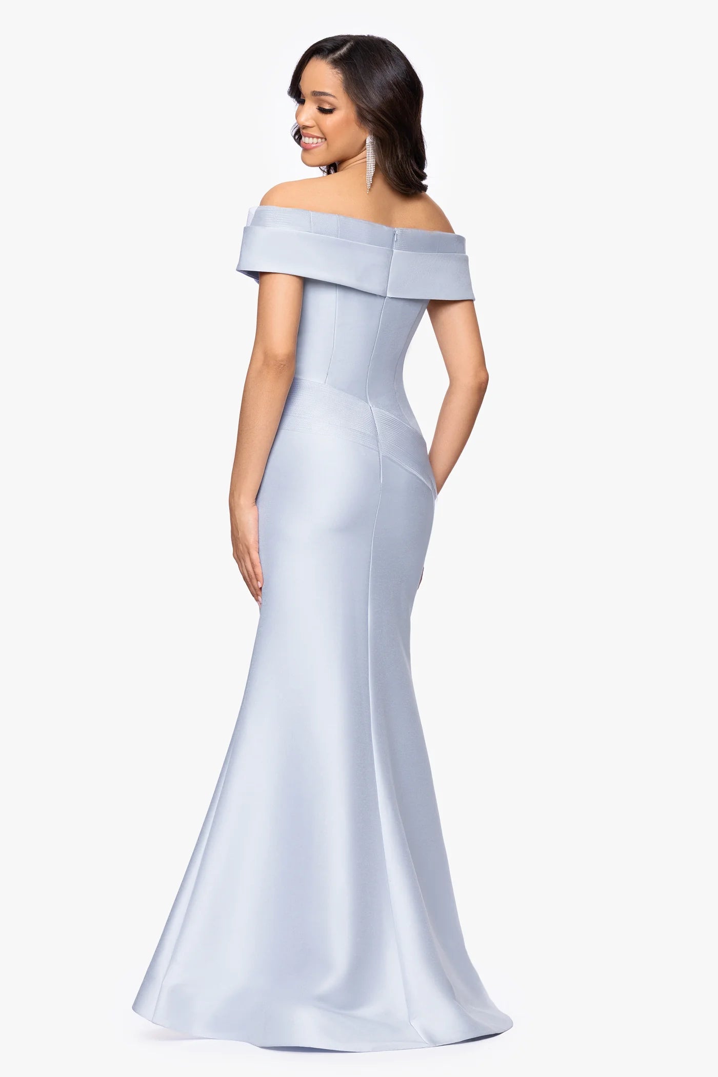 Elegant Mermaid Off-Shoulder Beaded Floral Appliqué Form-Fitting Gown Mother of the Bride Dress