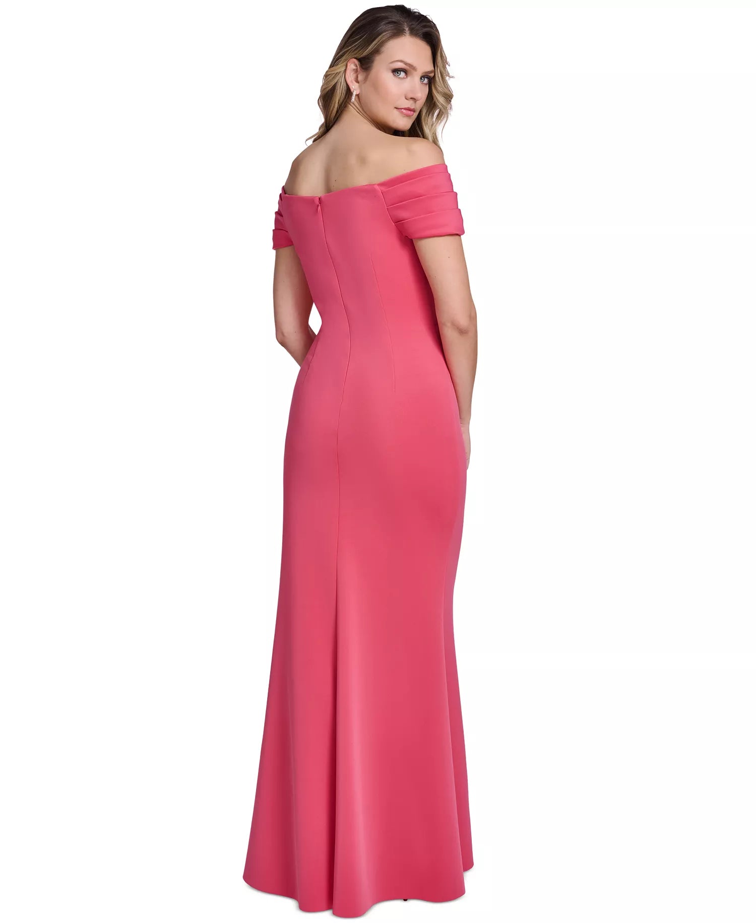 Elegant Mermaid Off Shoulder Satin Side Tuck Formal Evening Gown