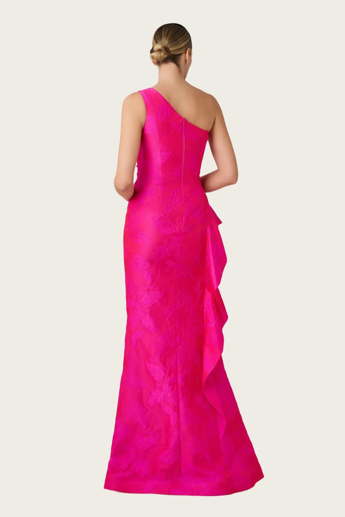 Mermaid OneShoulder Satin Maxi Mother of the Bride Dress Ruffle Slit Formal Evening Gown