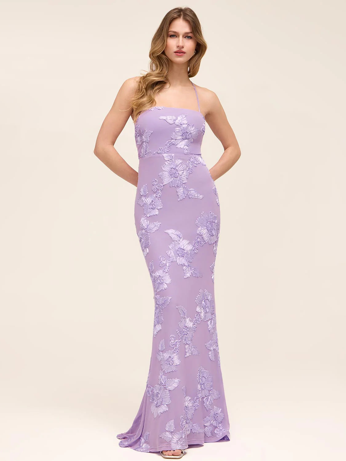 Mermaid Slim Strapless Backless Floral Embellished Formal Evening Dress