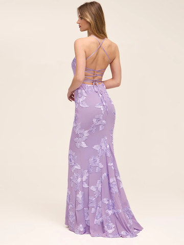 Vestido de Noche Formal de Sirena sin Tirantes sin Espalda con Adornos Florales