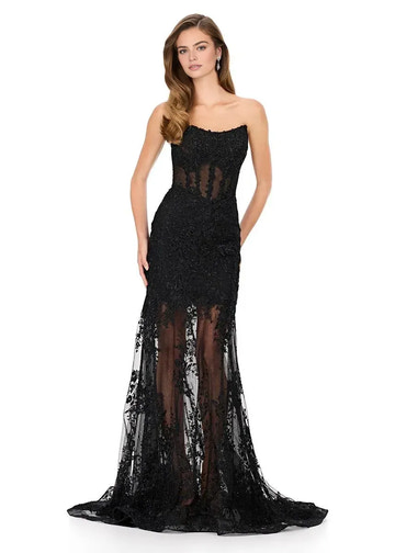 Mermaid Strapless Tulle Maxi Applique Formal Corset Floor Length Evening Dress