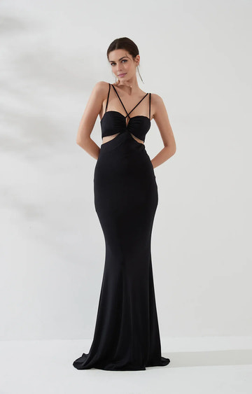 Mermaid Sweetheart Crossover Straps Sleeveless Floor-Length Cutout Evening Dress