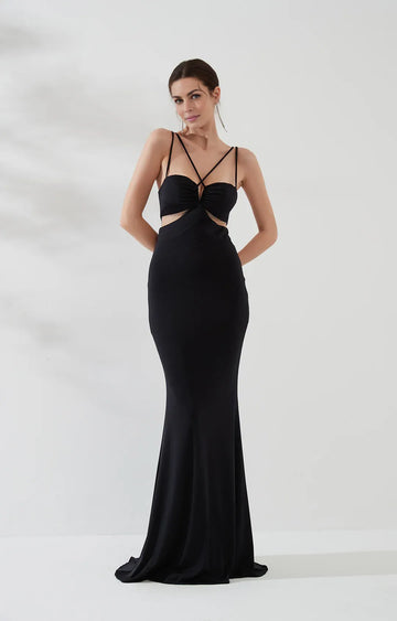 Mermaid Sweetheart Crossover Straps Sleeveless Floor-Length Cutout Evening Dress