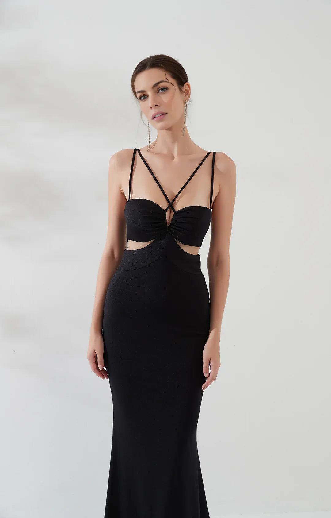 Mermaid Sweetheart Crossover Straps Sleeveless Floor-Length Cutout Evening Dress
