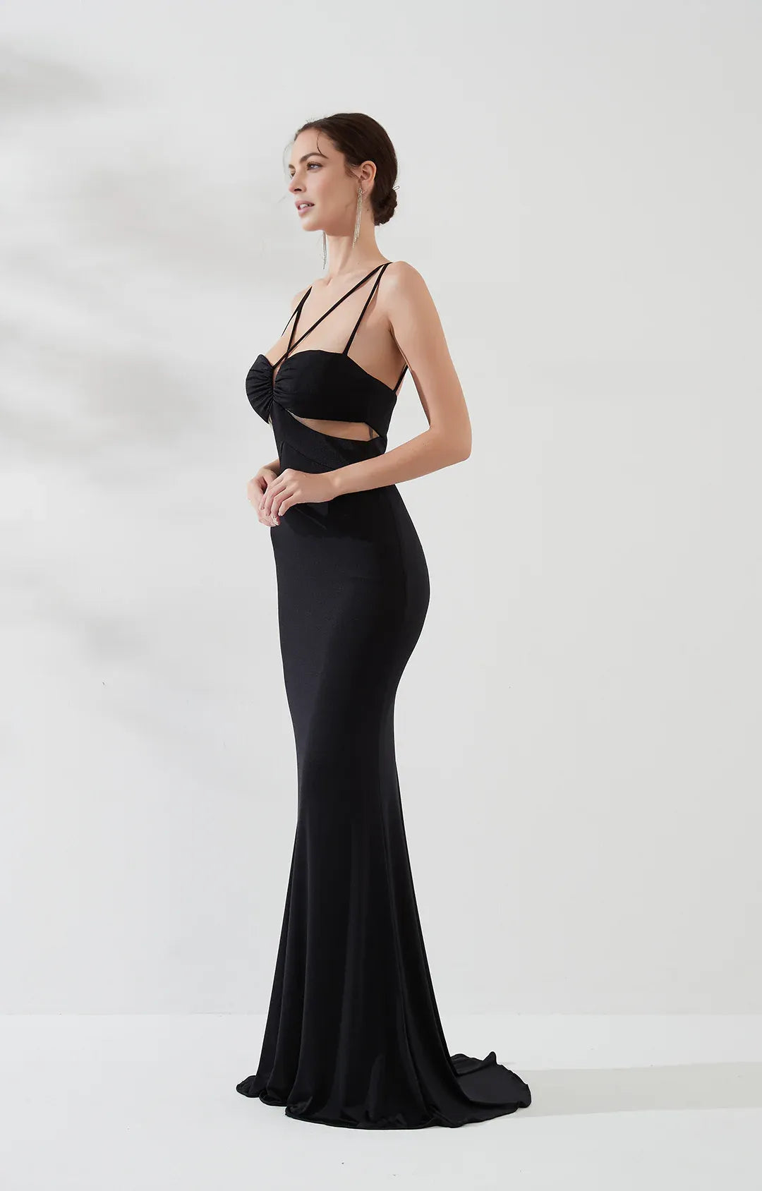Mermaid Sweetheart Crossover Straps Sleeveless Floor-Length Cutout Evening Dress