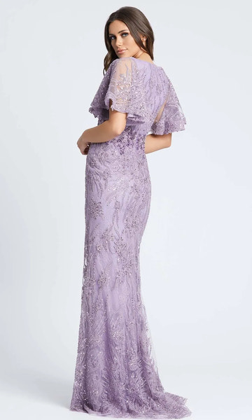 Elegant Mermaid V-Neck Lace Beaded Tulle Maxi Dress Formal Evening Dress