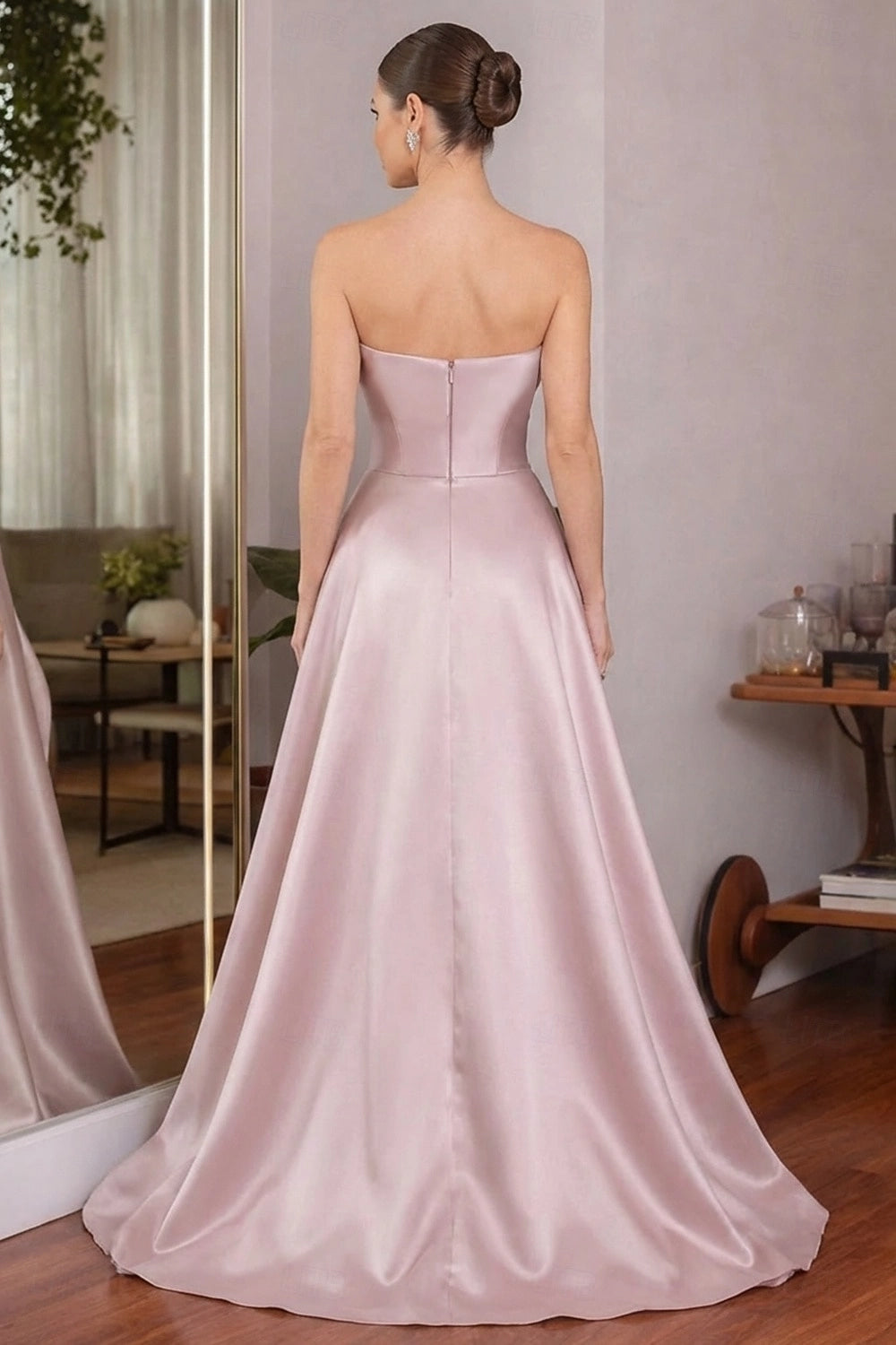 Vedress formal evening gown hidden zipper closed back rear mirror shot