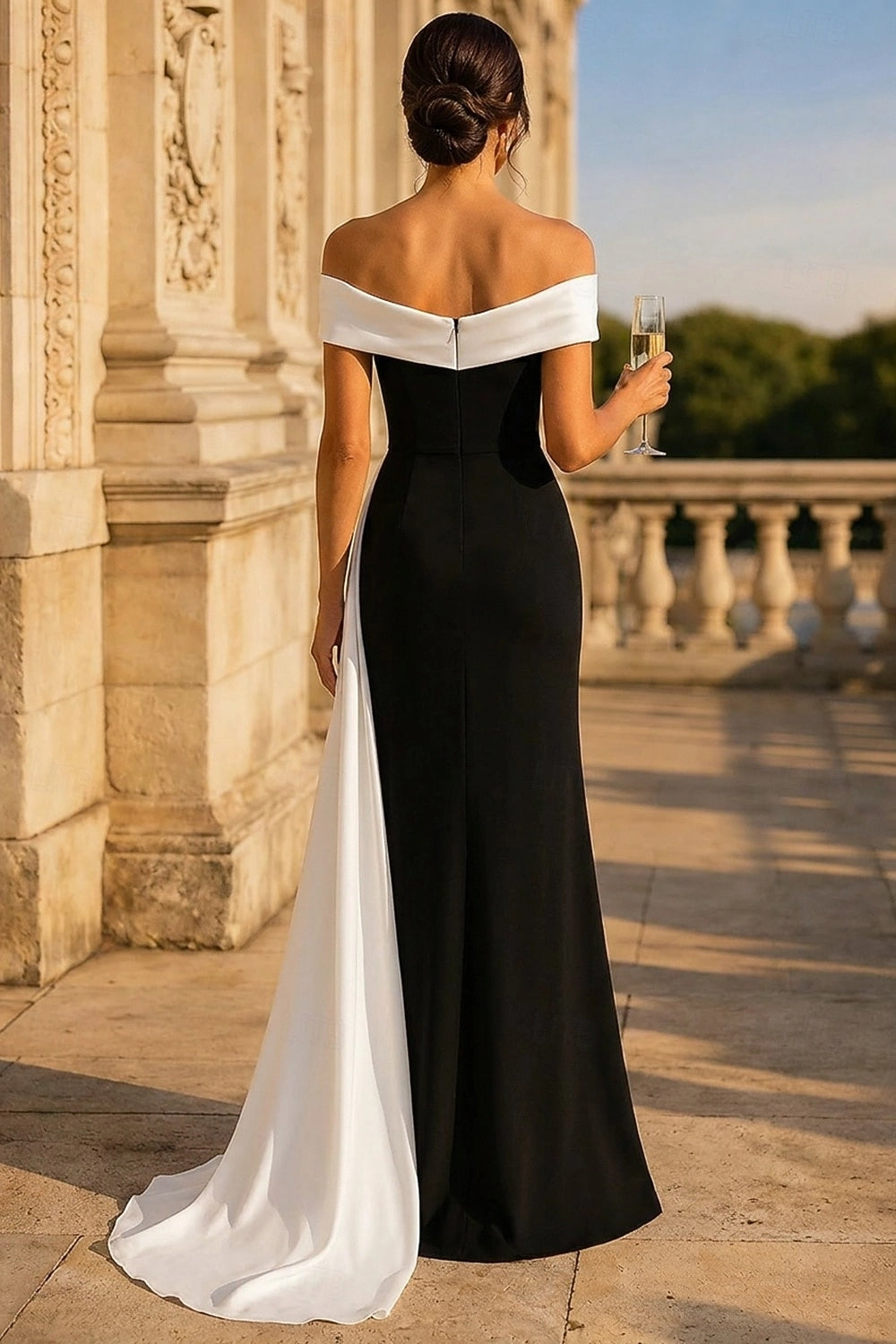 Striking Mermaid Strapless Zip Back Slit Train Prom Dress