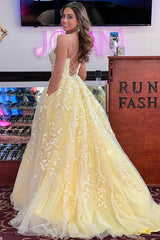 Nude Tulle A-Line Sweetheart Spaghetti Strap Backless Maxi Prom Gown