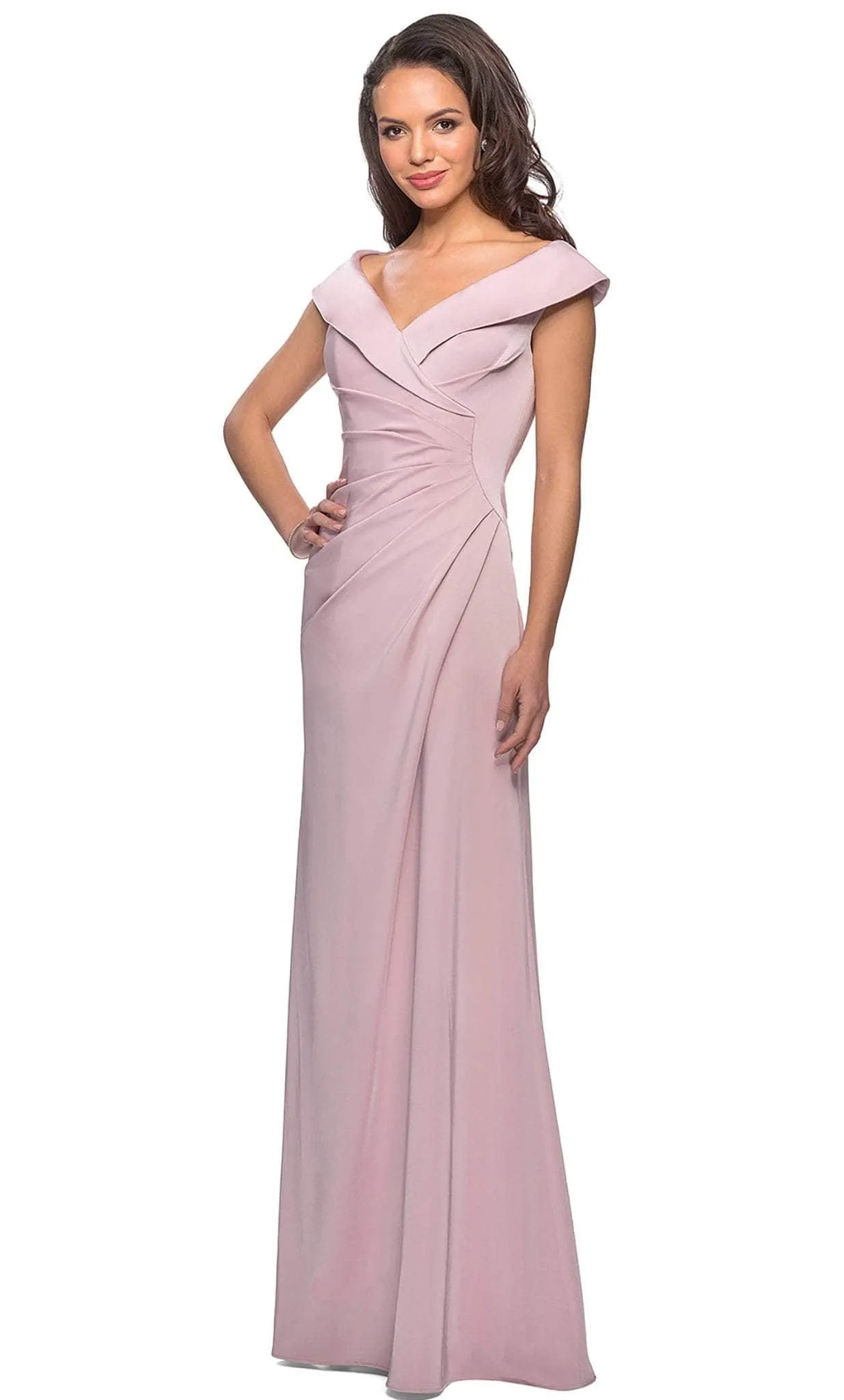 Elegant Sheath Off-the-Shoulder Satin Maxi Dress with Ruched Detail Evening Dress