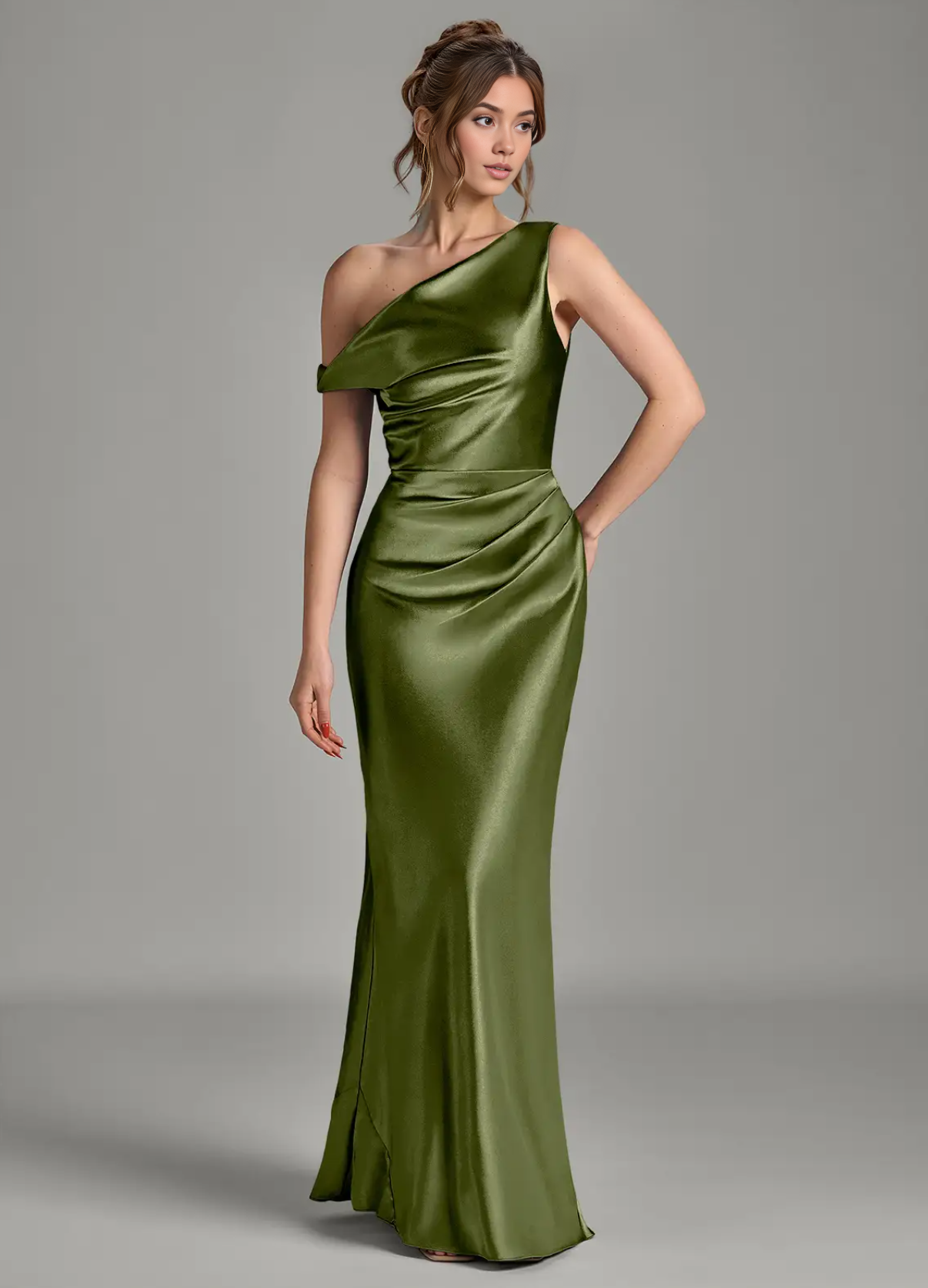 Women's Mermaid Off the Shoulder Metallic Satin Dress Silky Evening Gown for Wedding Formal Party Bridesmaid Dresses