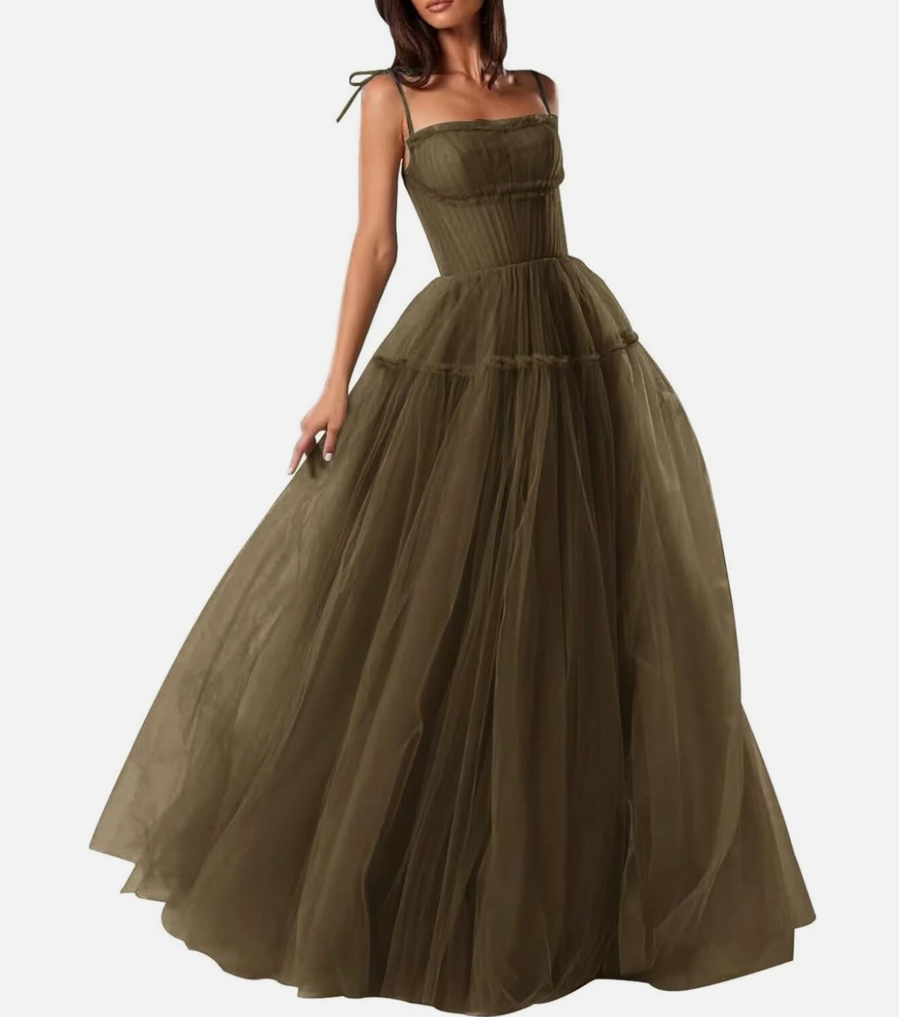 Vestido de fiesta de tul para mujer, largo, corte en A, formal, para noche, vestidos de fiesta formales