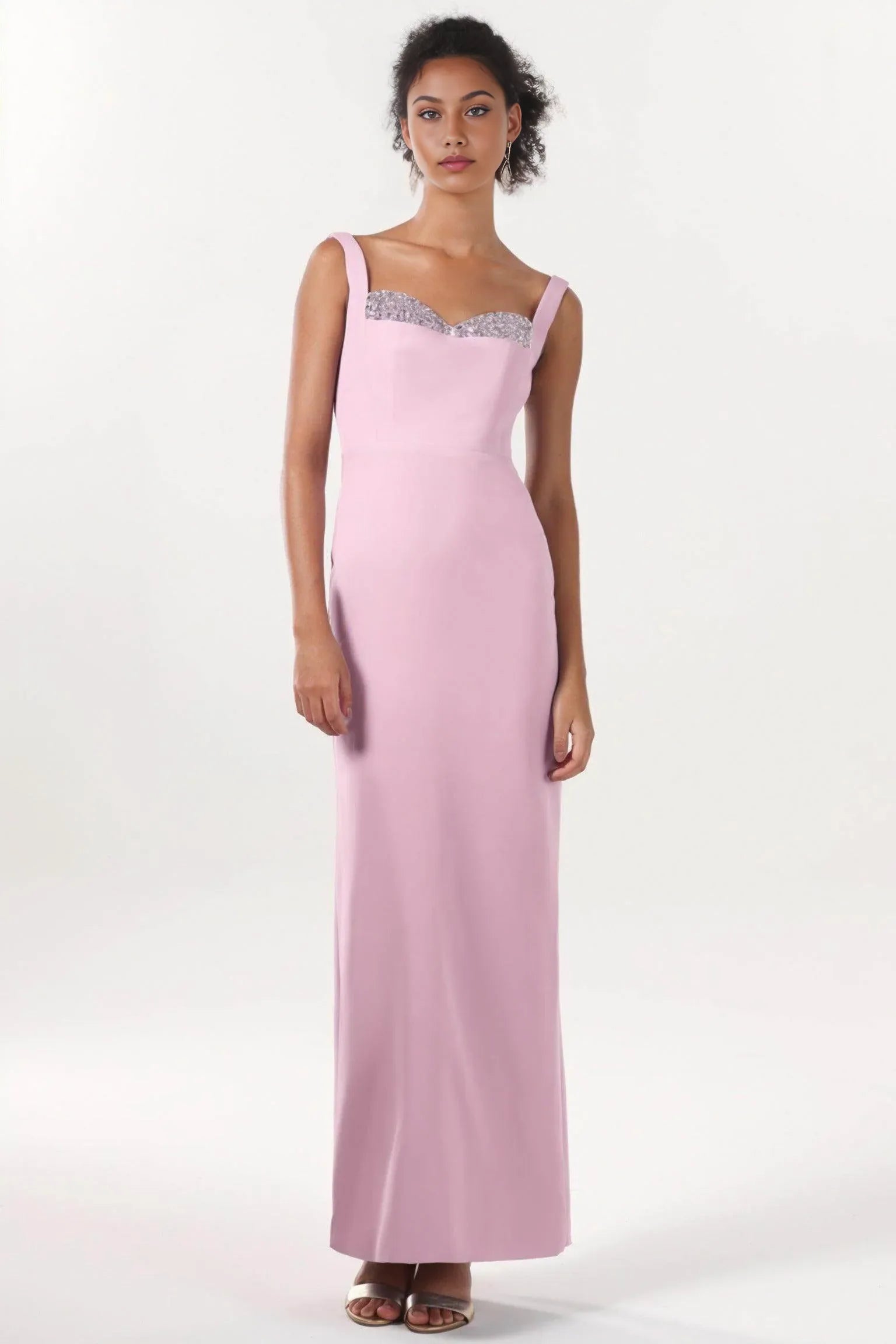 Graceful Sheath-Column Sweetheart Sleeveless Crepe Beaded Formal Evening Dress