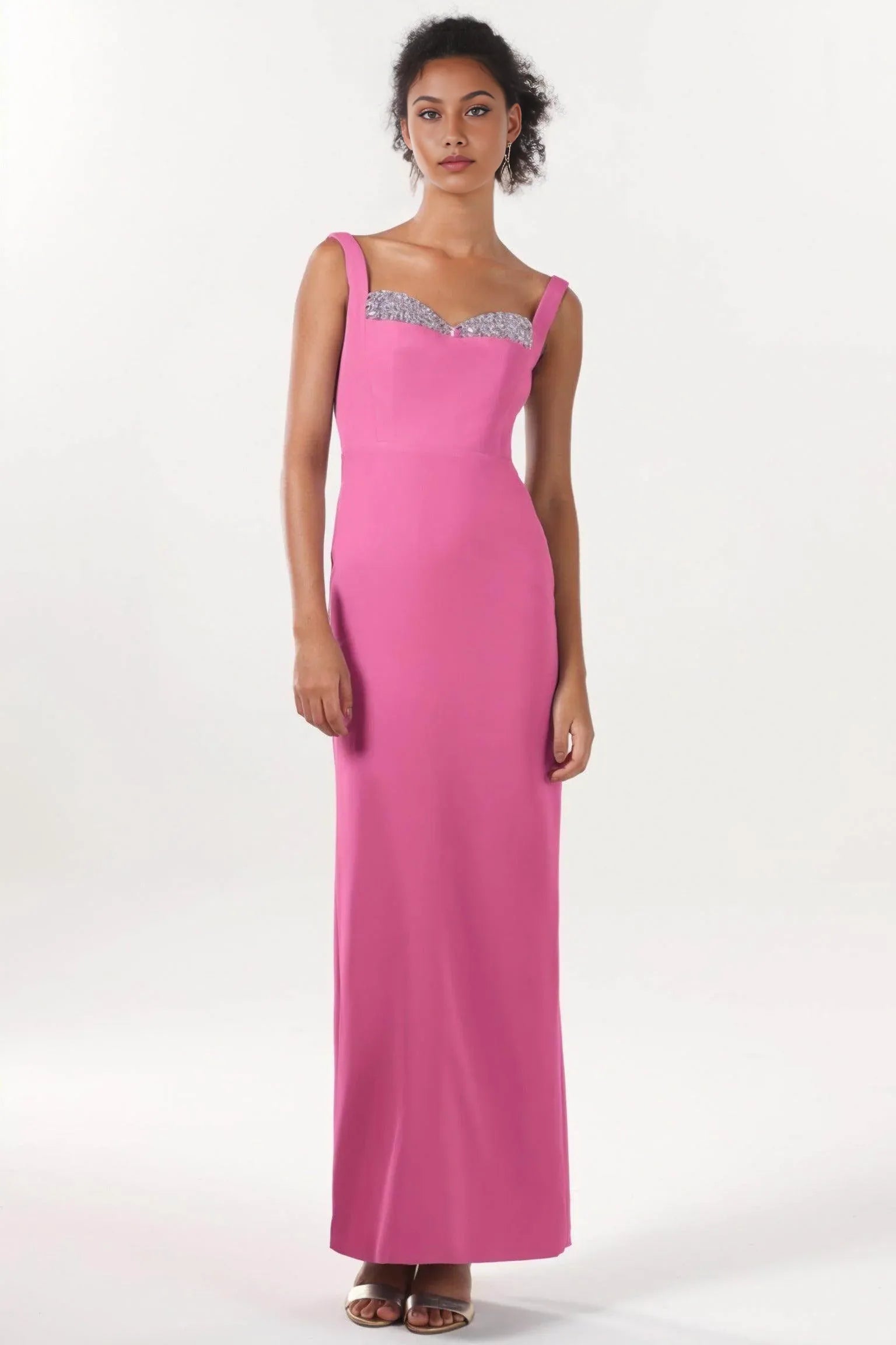 Graceful Sheath-Column Sweetheart Sleeveless Crepe Beaded Formal Evening Dress