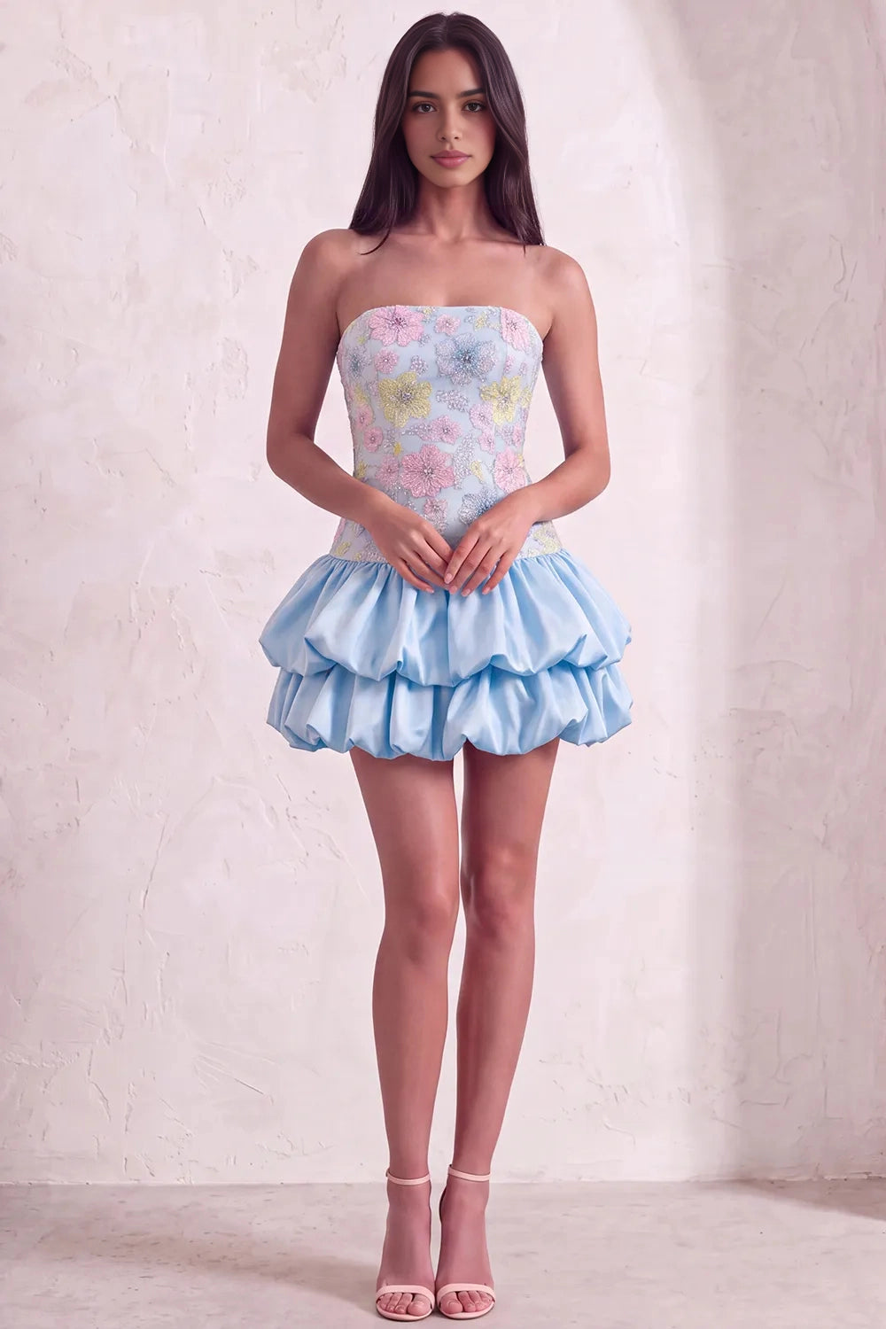 Playful A‑Line Strapless Sleeveless Open‑Back Short Homecoming Dress