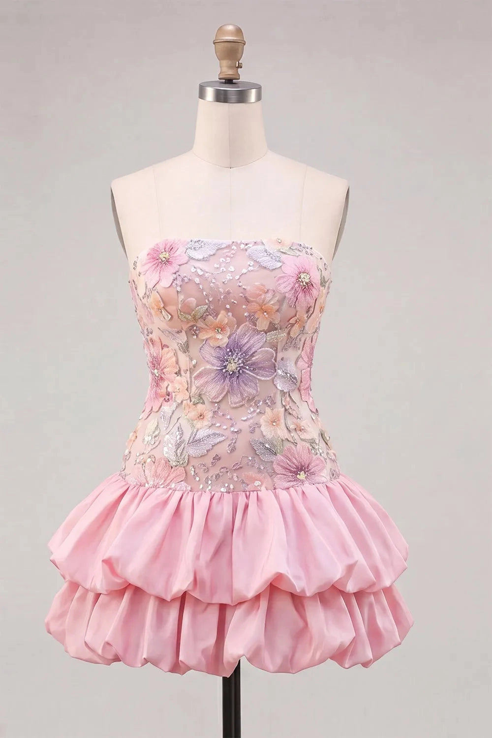 Playful A‑Line Strapless Sleeveless Open‑Back Short Homecoming Dress