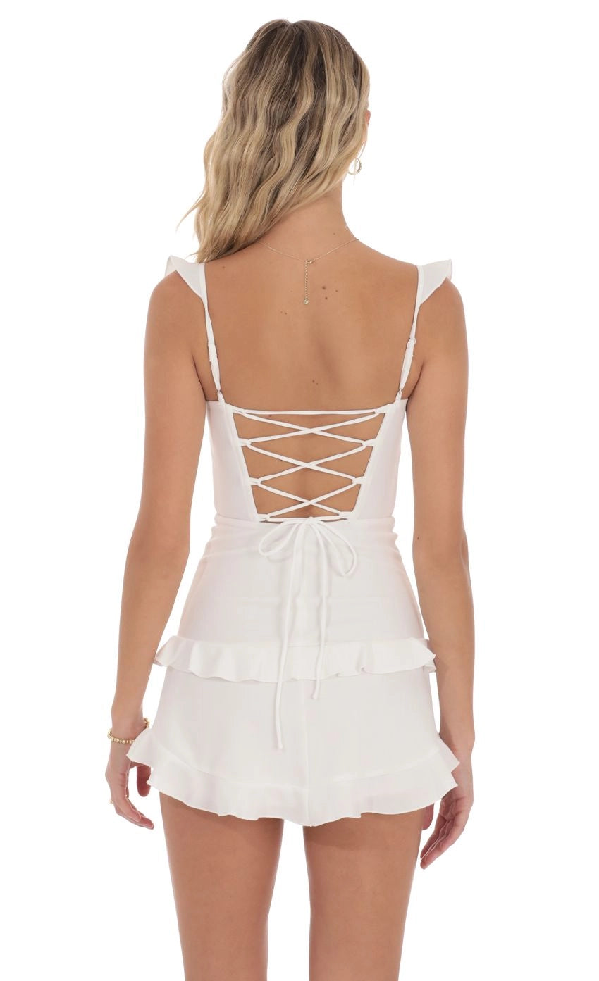 Pastel Sheath Sweetheart Ruffle Strap Lace Up Back Mini Homecoming Dress