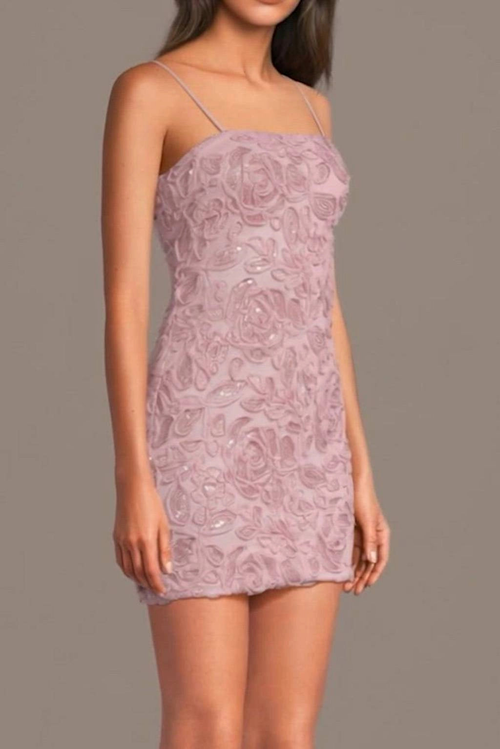 Dusty Pink Floral Bodycon Spaghetti Strap Zip Back Mini Homecoming Dress
