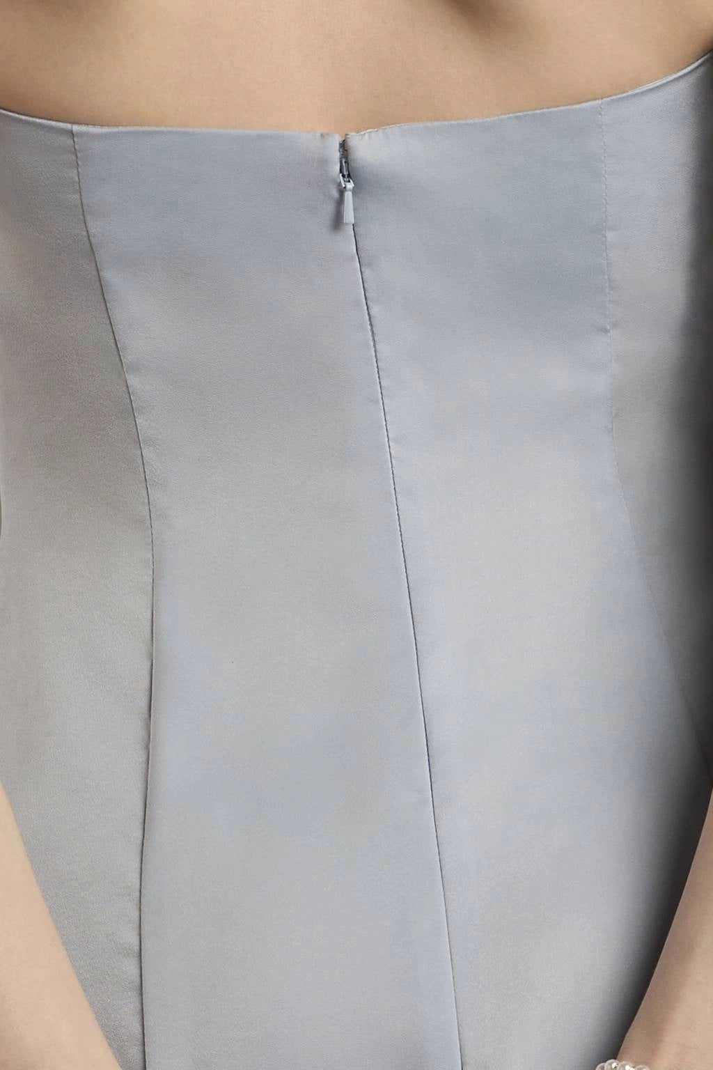 Light Blue Satin A Line Strapless Zip Back Mini Homecoming Dress