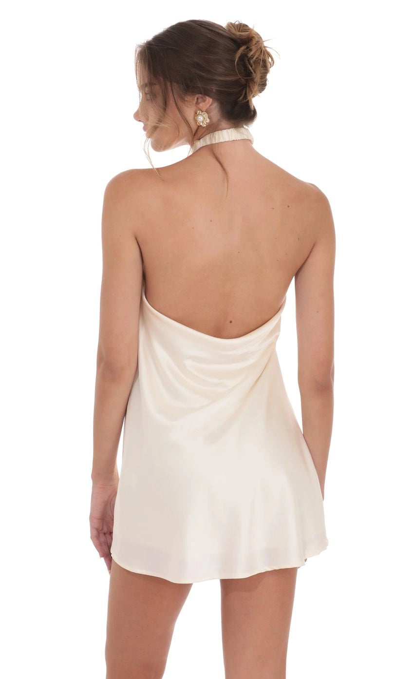 Elegant A Line Halter Sleeveless Cowl Back Mini Homecoming Dress