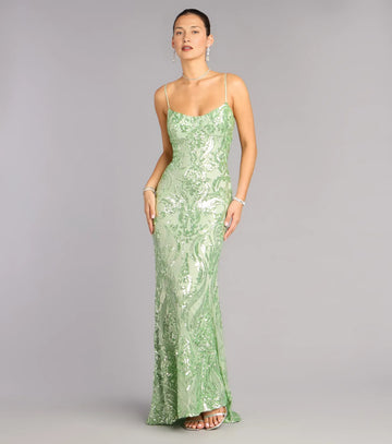 Mermaid Scoop Neck Spaghetti Strap Lace Up Evening Dress Floor Length Prom Gown