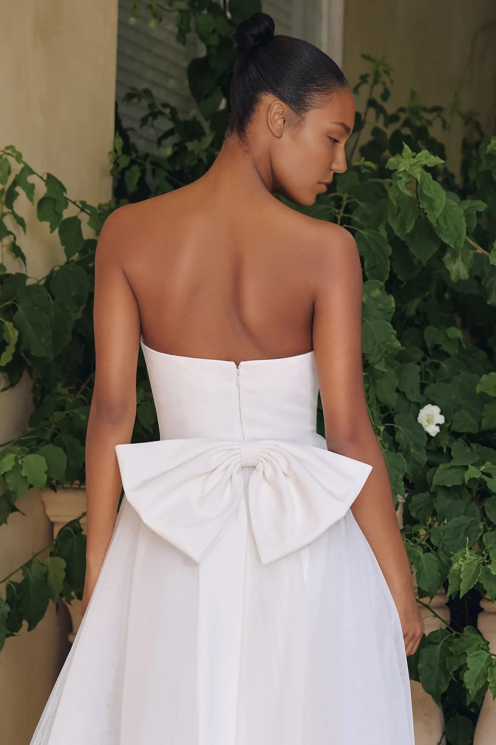 Romantic A-Line Strapless Sleeveless Tulle Maxi Oversized Back Bow Formal Cocktail Dress