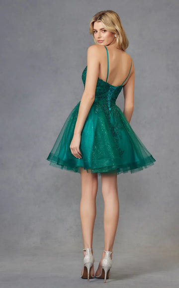 Romantic A-Line Sweetheart Spaghetti-Strap Tulle Short Lace-Up Homecoming Dress