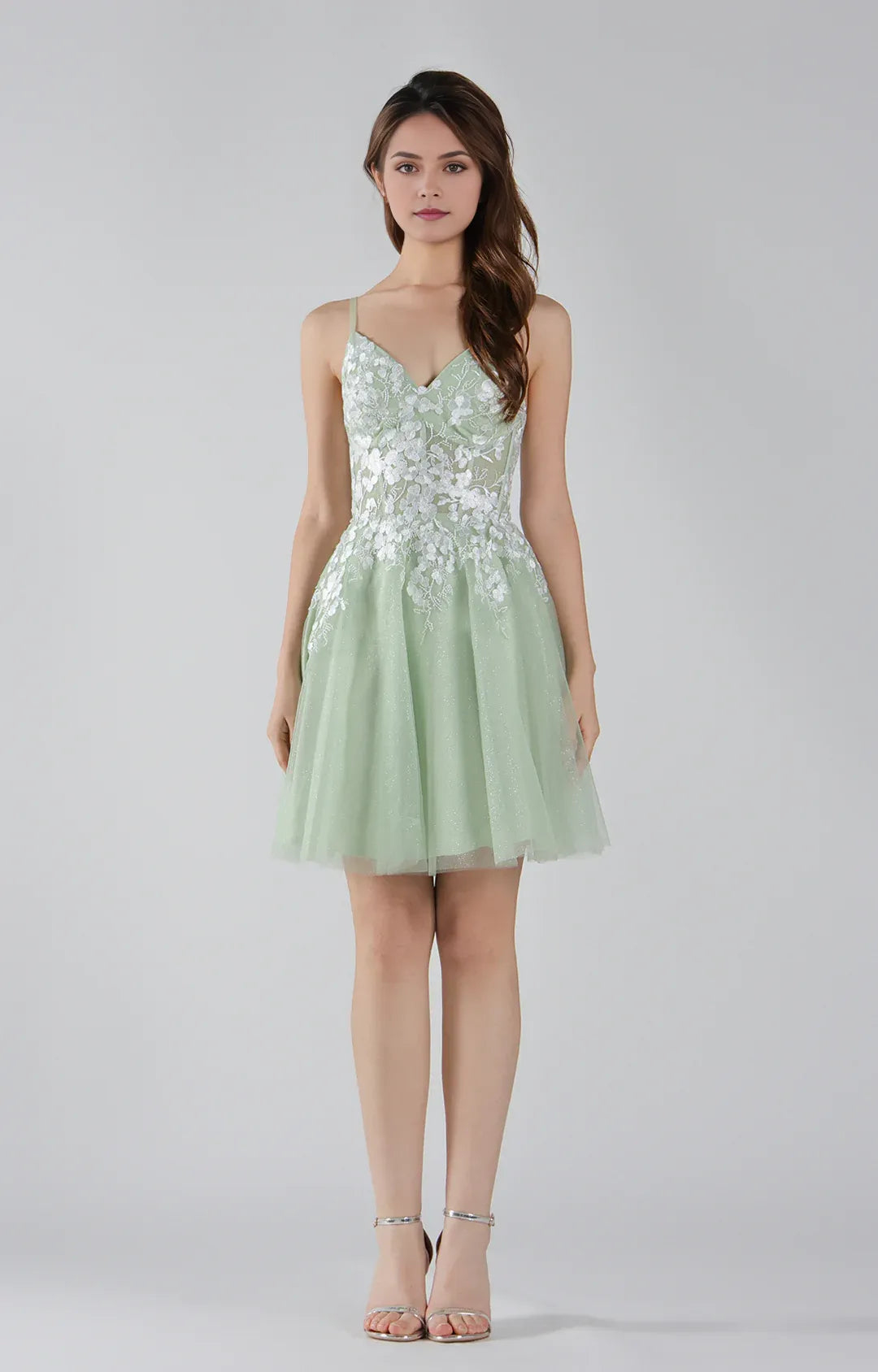 Romantic Aline SpaghettiStrap Tulle Short Lace Homecoming Dress