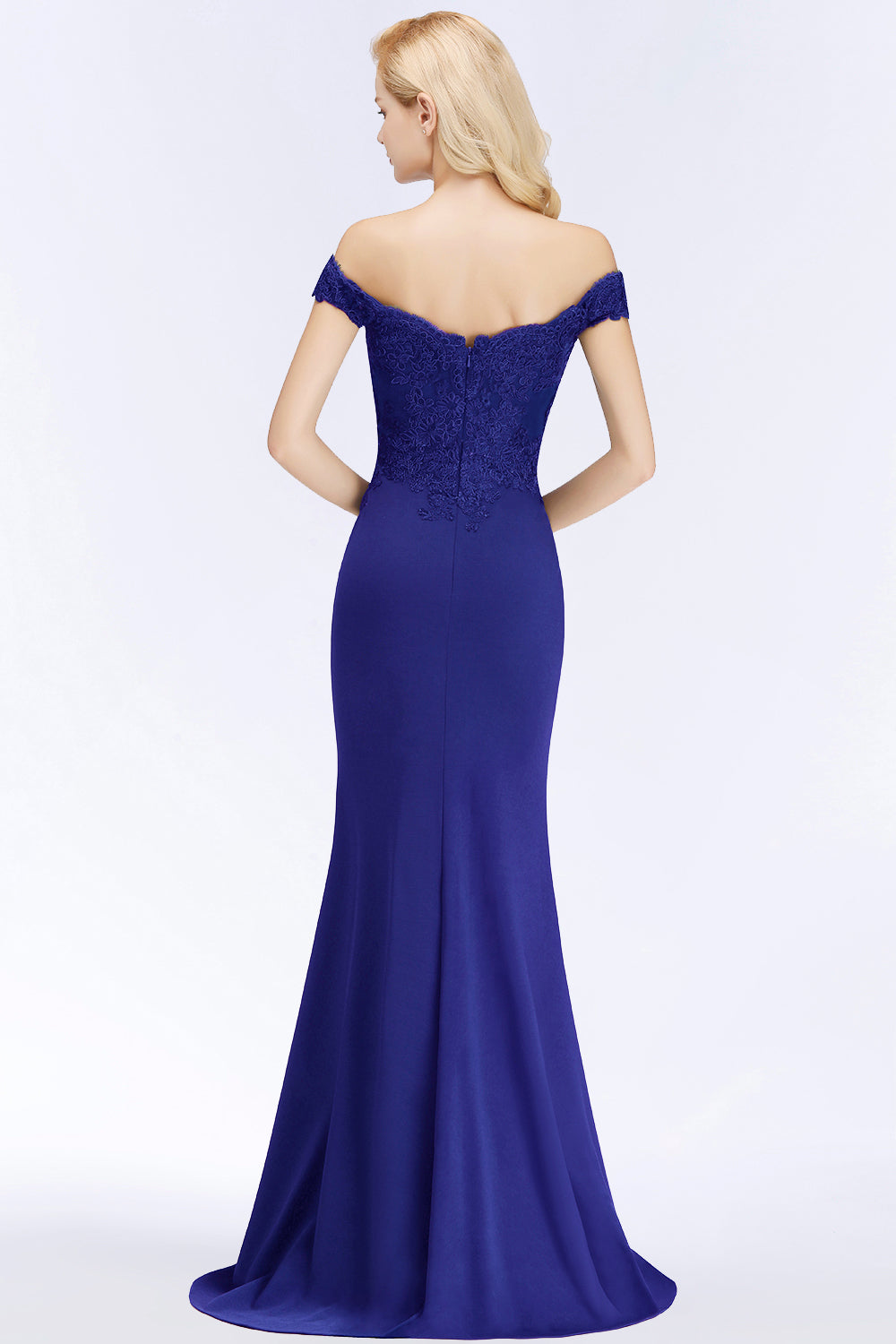 Mermaid Elegant Long Off The Shoulder Satin Appliques Lace Floor Length Bridesmaid Dresses Evening Gown