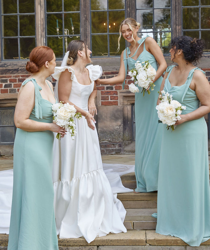 Simple Strapless Long Gown With Bow Tie Chiffon Strap Maxi Dress Bridesmaid Dress