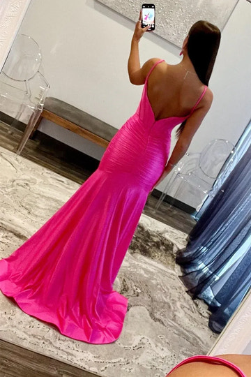 Satin Mermaid Square Neck Sleeveless Backless Floor-Length Prom Gown