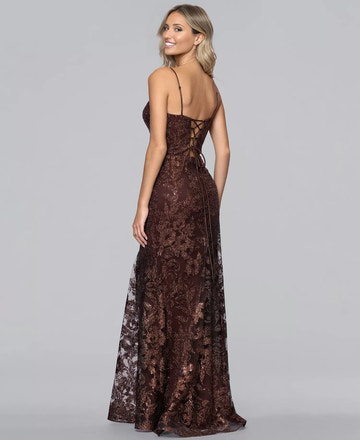 Sequin Glitter Lace Mermaid Corset V-Neck Floor-Length Evening Gown