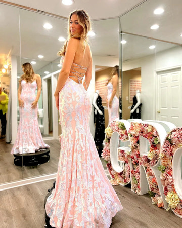 Glamurosos Vestidos de Noche de Sirena con Lentejuelas y Escote Corazón sin Espalda