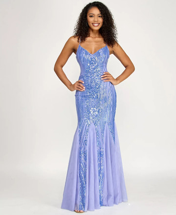 Mermaid Sweetheart Floor Length Pattern Sequin Prom Dress Tulle Hem Evening Gown