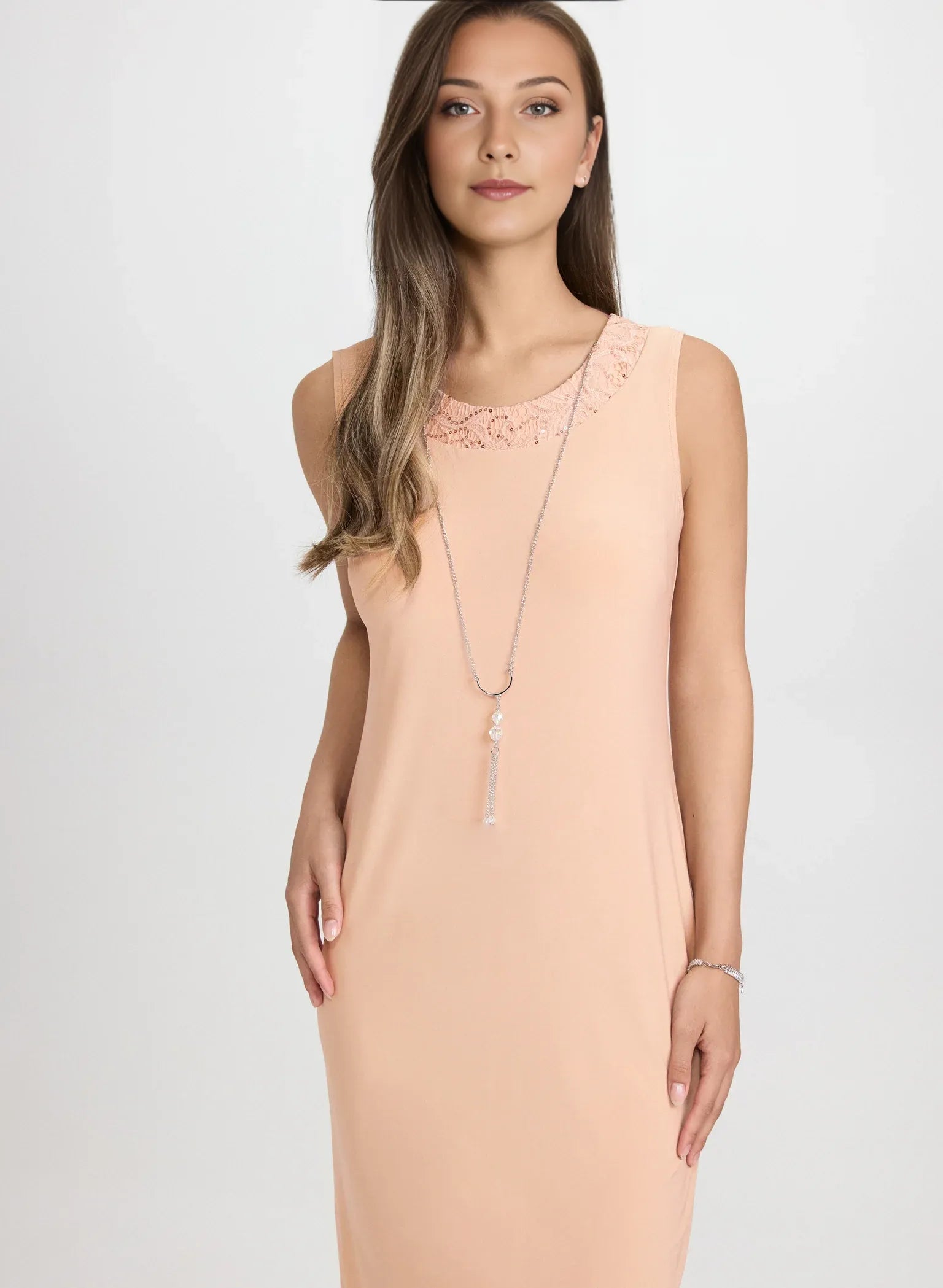 Sheath Round Neck Jersey Midi Mother of the Bride Dress with Lace Jacket Set
