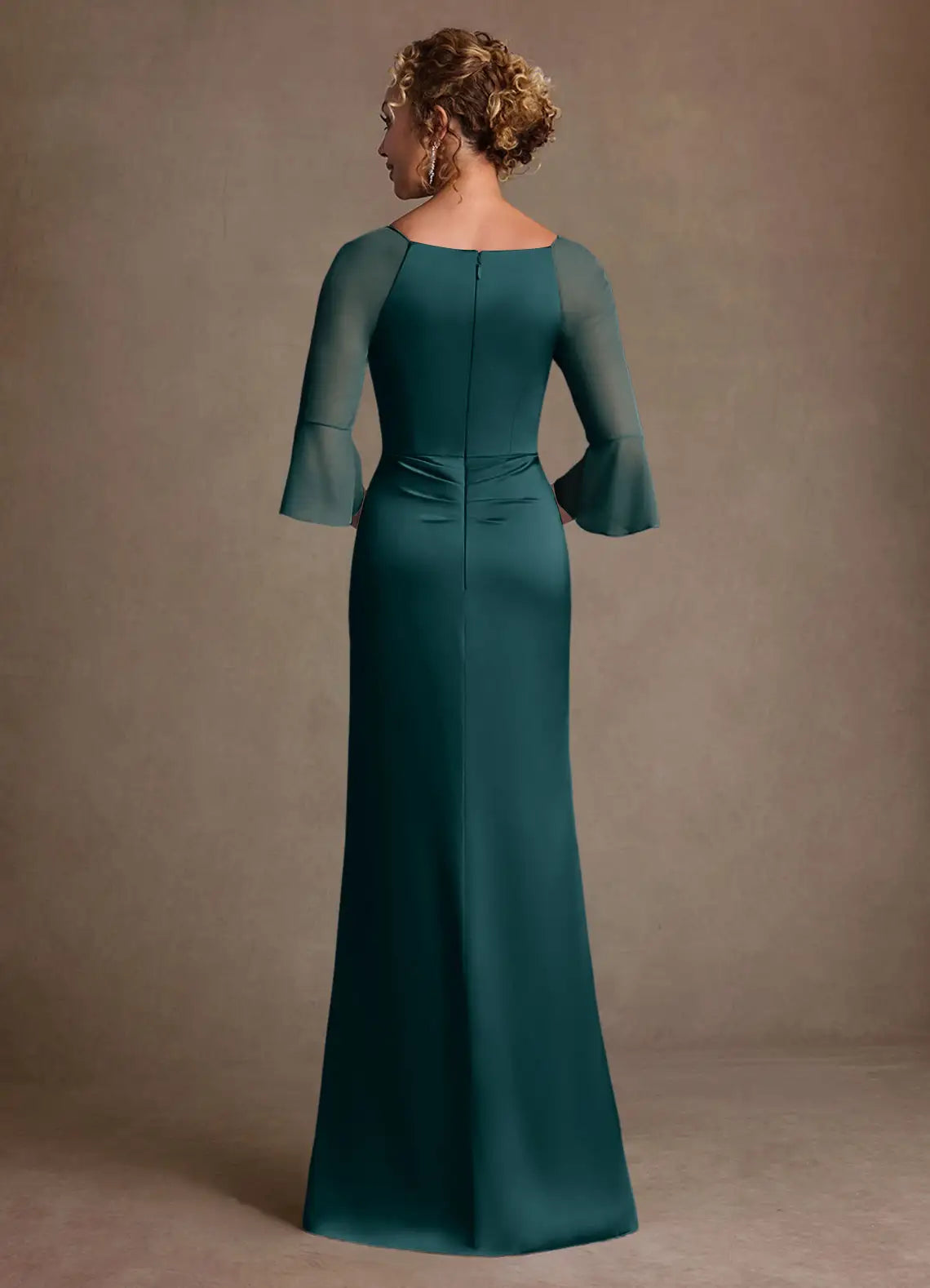Sheath Sweetheart Satin Floor-Length Ruffle Evening Gown Formal Mother of the Bride Dress