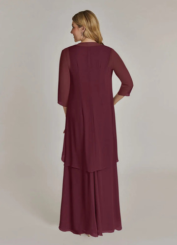 Sheath V Neck Chiffon Mother of the Bride Dress Floor Length Ruffle Formal Maxi Dress