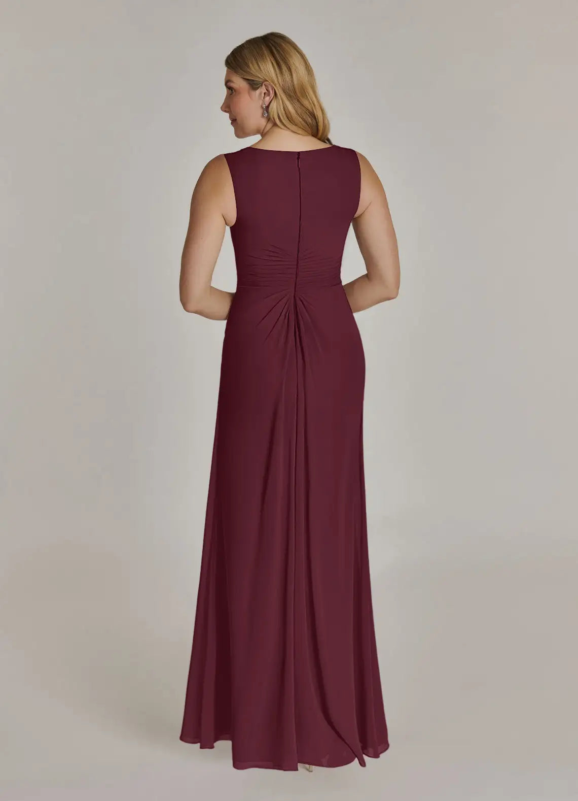 Sheath V Neck Chiffon Mother of the Bride Dress Floor Length Ruffle Formal Maxi Dress