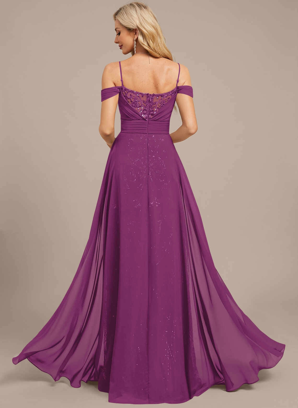 Glam Mermaid Off‑The‑Shoulder Lace Back Long Mother Of The Bride Dress