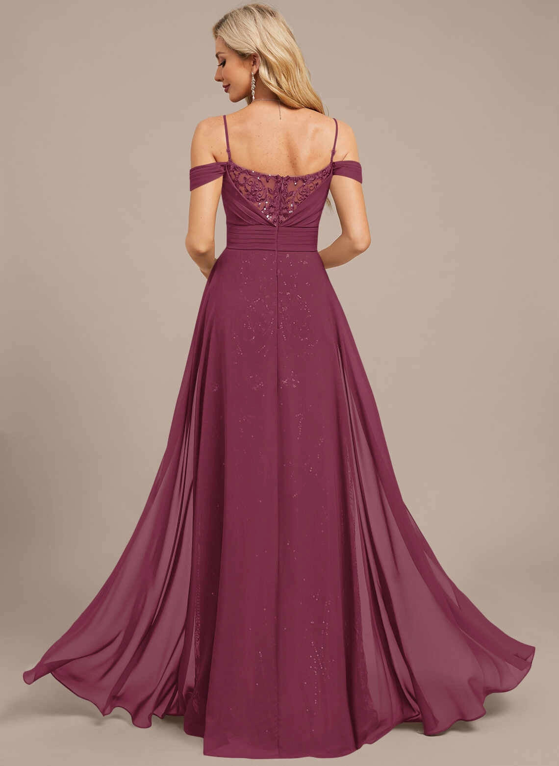 Glam Mermaid Off‑The‑Shoulder Lace Back Long Mother Of The Bride Dress