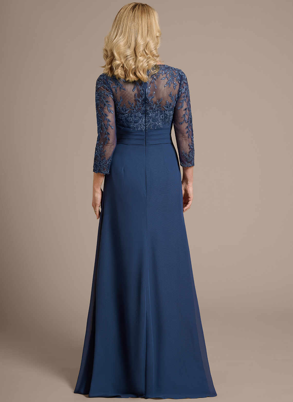 Vedress Illusion Lace Back Zipper‑Back Floor‑Length Evening Gown Back View
